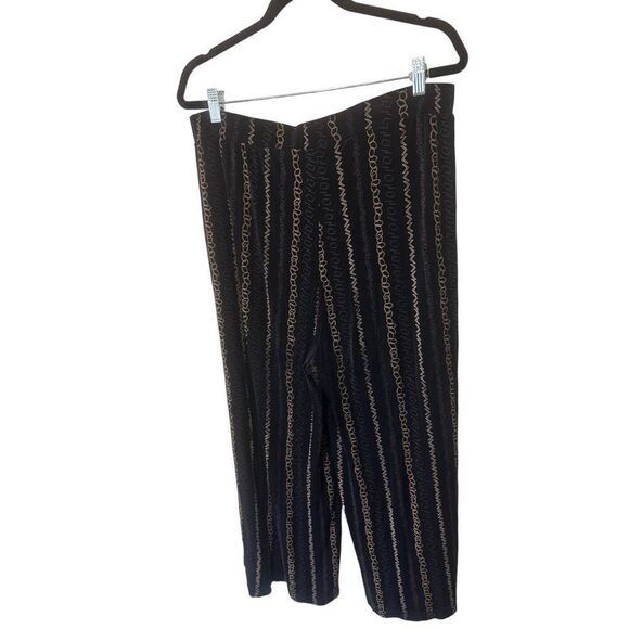 Chico’s Travelers Wide Leg Black Slinky Chain All Over Pattern Casual Pants Size - Picture 5 of 14